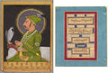 Posthumous portrait of the Mughal emperor Muhammad Shah reigned 17191748 holding a falcon recto Calligraphy verso by Muhammad Rizavi Hindi (Indian, active mid-1700s) - Classic Art canvas print