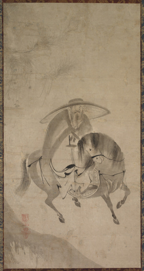 Su Dongpo Riding a Donkey by Reietsu (Japanese, active late 1500s to early 1600s) - Classic Art canvas print