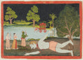 Rama and Lakshmana slay the demon giant Viradha, from Chapters 2 through 4 of the Aranya Kanda Book of the Forest of a Ramayana Ramas Journey by  - Classic Art canvas print