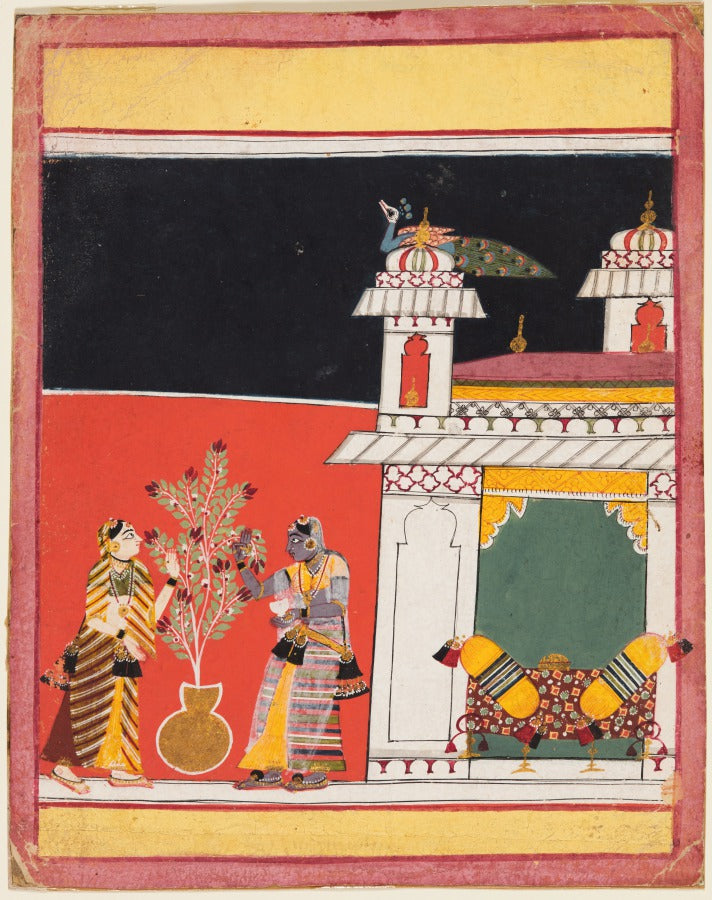 Two Women Pluck Flowers on a Terrace Gunakali Ragini, from a Ragamala by  - Classic Art canvas print