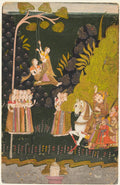 Maharaja Abhai Singh of Marwar reigned 172449, Equestrian, Watching Girls Swinging at the Teej Festival by  - Classic Art canvas print