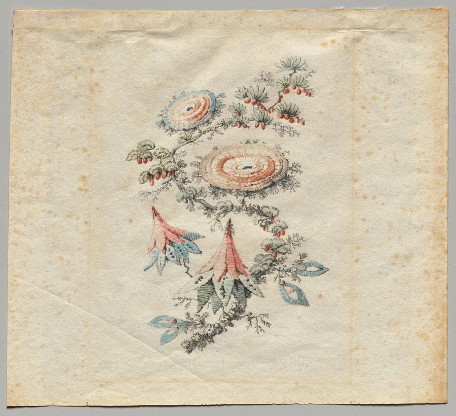 Flower Embroidery Design for Silk Manufactory of Lyon by Jean Baptiste Pillement (French, 1728–1808) - Classic Art canvas print