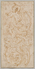 Design for a Frieze with a Putto and Acanthus Leaves by Giulio Romano (Italian, 1492/99–1546) - Classic Art canvas print
