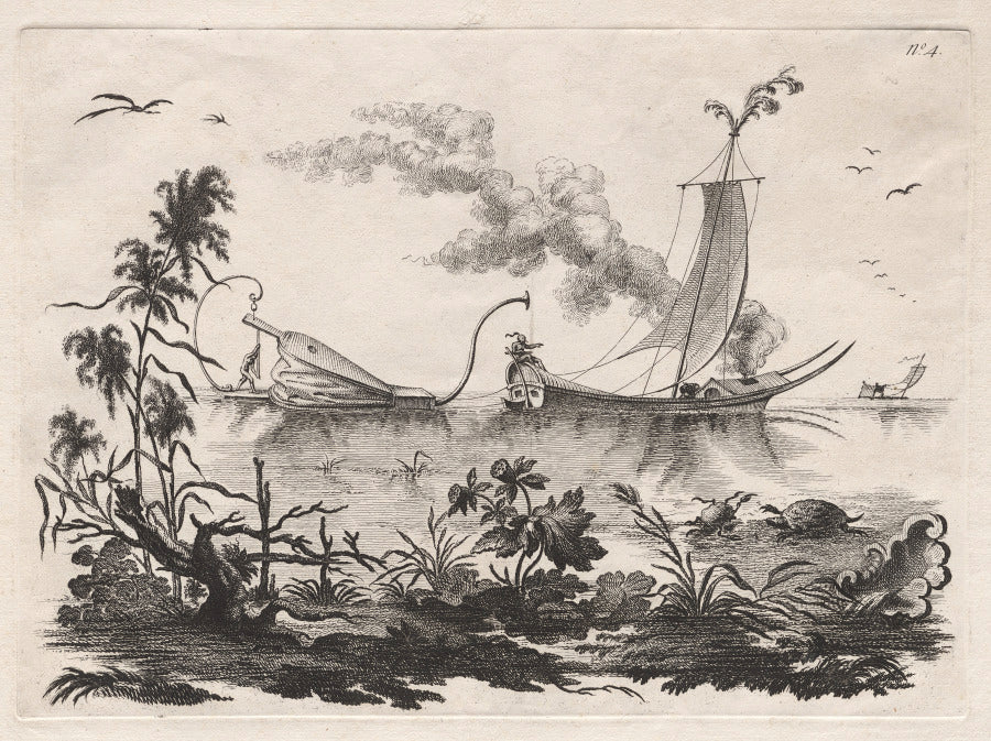 The Manner of sailing by the power of Bellows practiced on that Planet by Filippo Morghen (Italian, 1730–after 1807) - Classic Painting canvas print