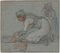 A Woman Doing Laundry in an Ice Hole recto by Hendrick Avercamp (Netherlandish, 1585–1634) - Classic Art canvas print