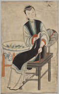 Lady watching a swallow by  - Classic Painting canvas print
