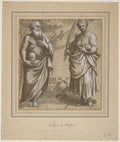 Saint Jerome and Saint Catherine of Alexandria Standing in a Landscape by Girolamo da Treviso the Younger (Italian, 1497–1544) - Classic Art canvas print