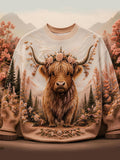 Women's Autumn Animal Print Crew Neck Long-Sleeve T-Shirt