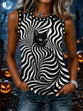 Women's Cat Print Retro Vest