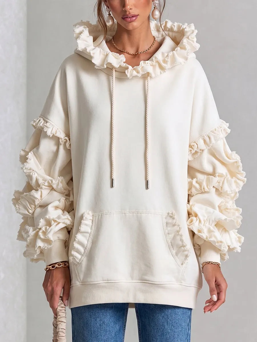 Romatic Statement Ruffled Oversized Hoodie