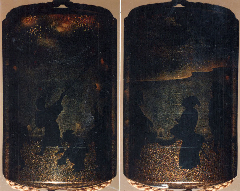 Case Inr with Design of People Catching Fireflies by Koma Kōryū - Classic Art canvas print