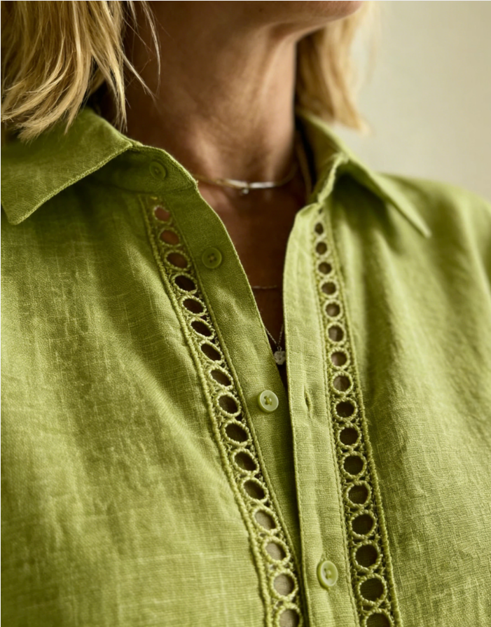 Casual Patchwork Openwork Webbing Linen And Cotton Shirt(Buy 2 Free Shipping)