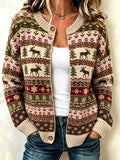 Women's Casual Printed Knit Cardigan