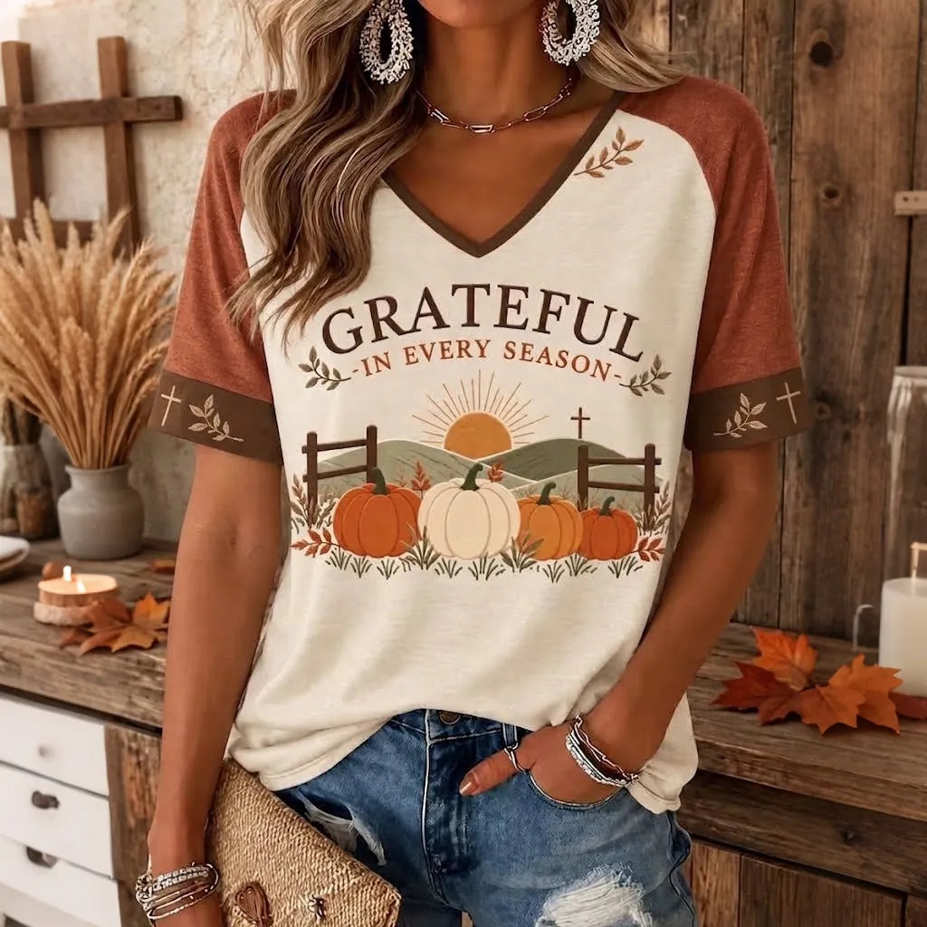 Women's I Will Praise Him Every Season Faith Printed T-shirt