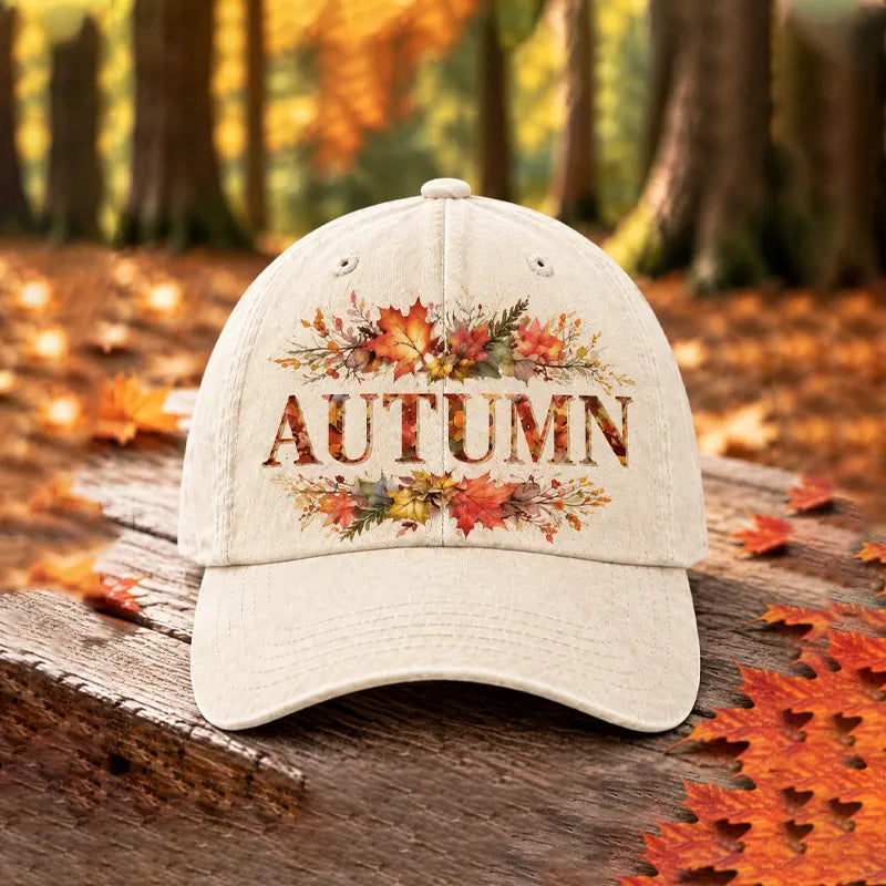 Autumn Plants, Flowers, Maple Leaves Baseball Cap