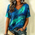 Women's Bohemian Hippie Colorful Short Sleeve Shirt