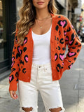 Loose And Cozy Leopard-print Knit Cardigan
