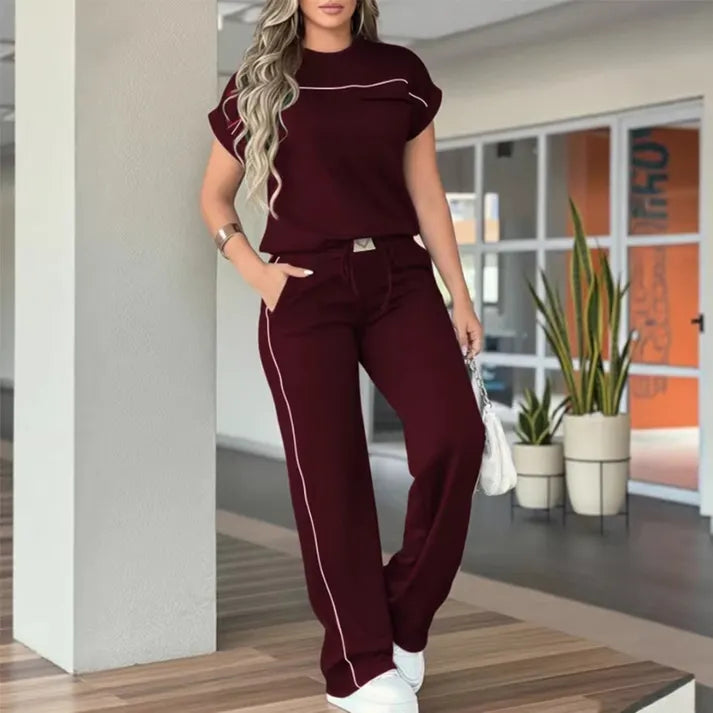 🔥LIMITED TIME 50% OFF!🔥Women's Casual Short Sleeve Top & Wide Leg Pants Set