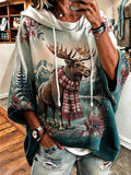 Women's Retro Autumn Animal Print Hooded Sweatshirt