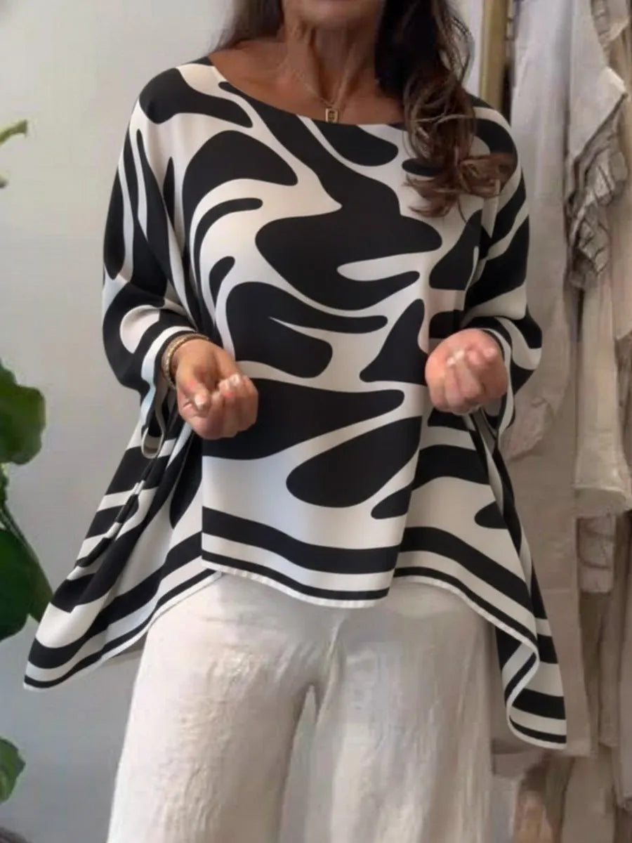 Loose-fitting Casual Printed Chiffon Top