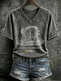 V Neck Retro Jimothy It's Ok To Be Different Print T-Shirt