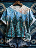 Women's Geometric Art Forest Round Neck Top