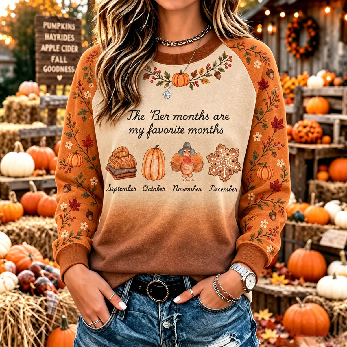 Women's Vintage Halloween Fall Heart In Skeleton Print Crew Neck Long Sleeve Sweatshirt
