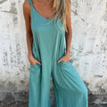 Loose cotton linen jumpsuit