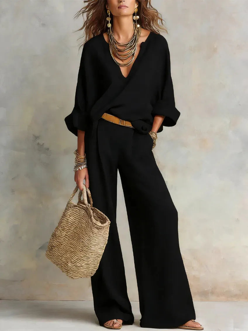 SAVE 49% 🔥Women's Casual Linen Vacation Set – Three-Quarter Sleeve Top & Full-Length Pants