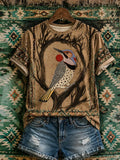 Women's Bird Watching Sunset Art Crew Neck To