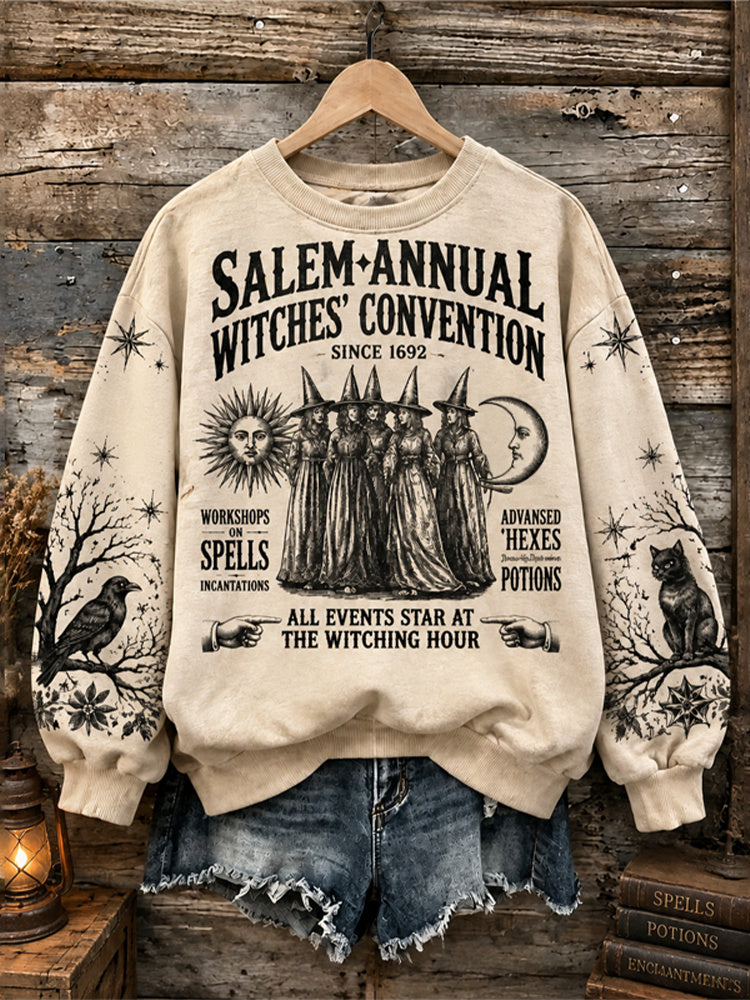 Women's Gothic Halloween Witch Party Theme Printed Sweatshirt