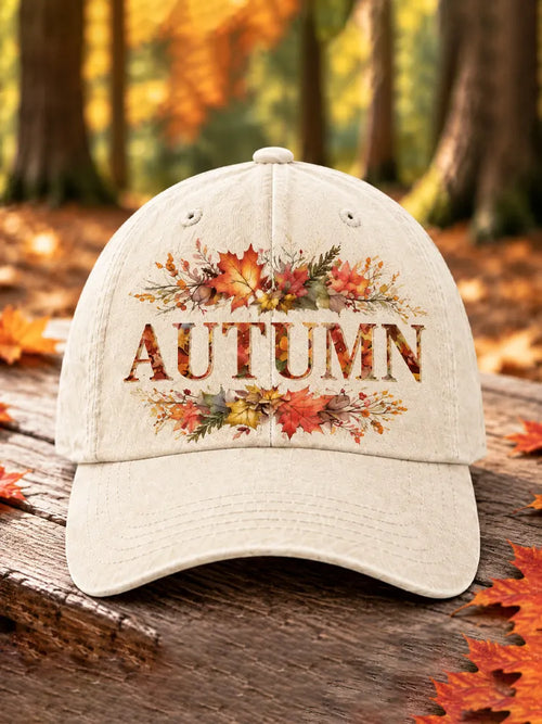 Autumn Plants, Flowers, Maple Leaves Baseball Cap