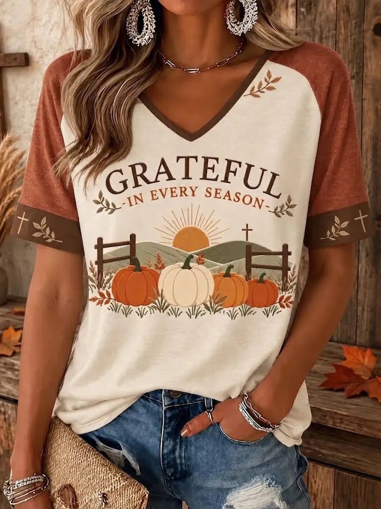 Women's I Will Praise Him Every Season Faith Printed T-shirt
