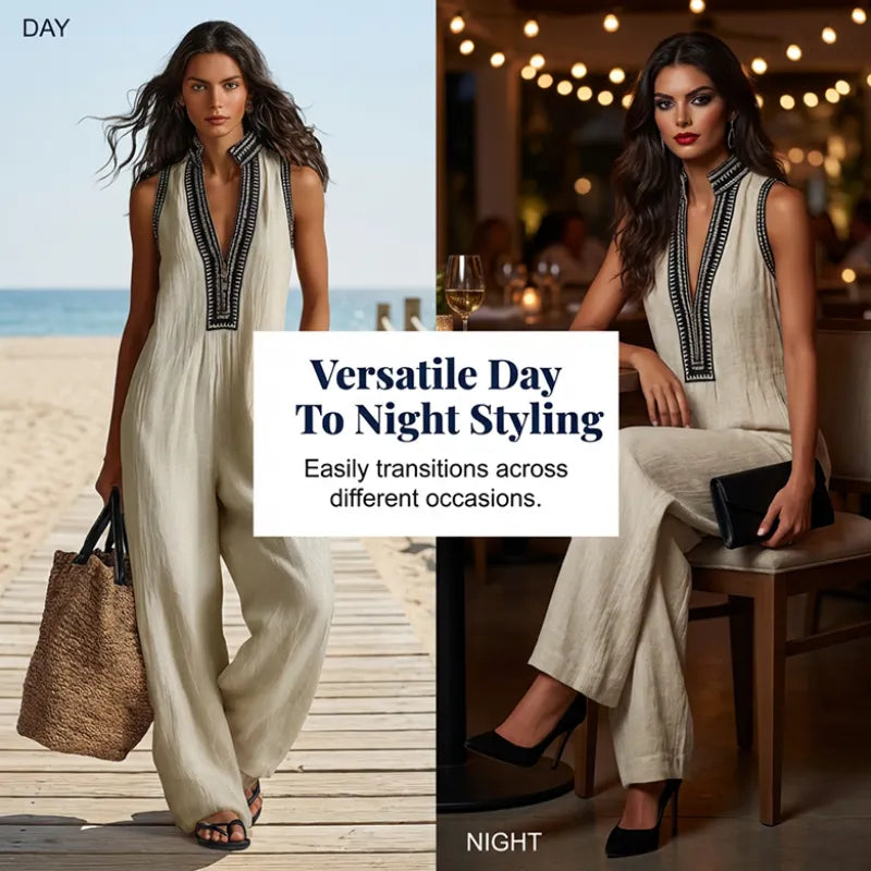 🔥Hot Sale 49% OFF 🎁Women's Sleeveless V-Neck Wide-Leg Jumpsuit