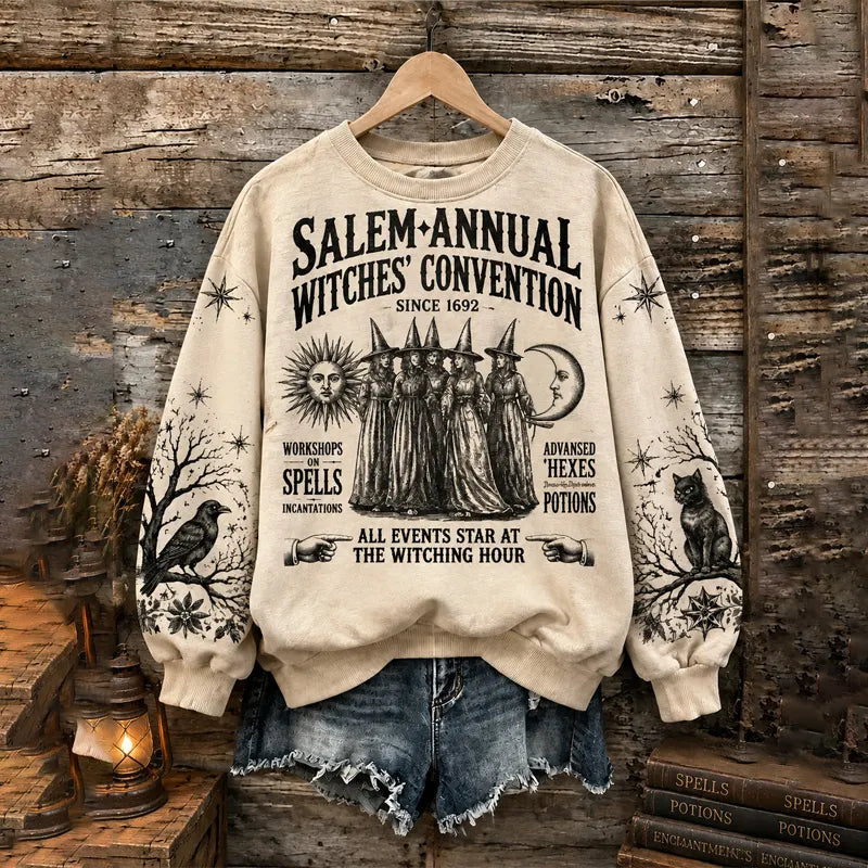 Women's Gothic Halloween Witch Party Theme Printed Sweatshirt