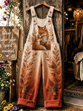 Women's Autumn Animal-Print Faux-Denim Jumpsuit