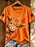 Women's Autumn Highland Cow Print T-Shirt