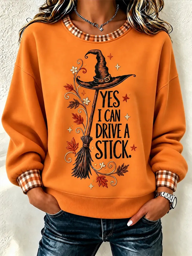 Yes I Can Drive A Stick. Plaid Pattern Women's Sweatshirt