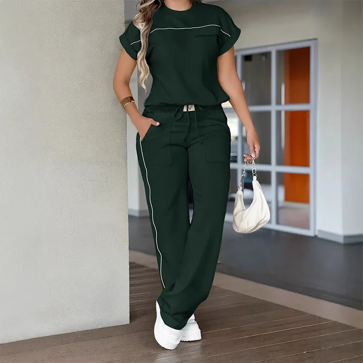 🔥LIMITED TIME 50% OFF!🔥Women's Casual Short Sleeve Top & Wide Leg Pants Set