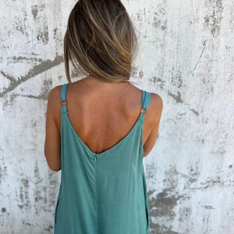 Loose cotton linen jumpsuit