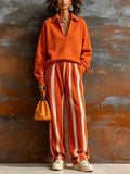 Cozy Casual Striped Hoodie Two-piece Set