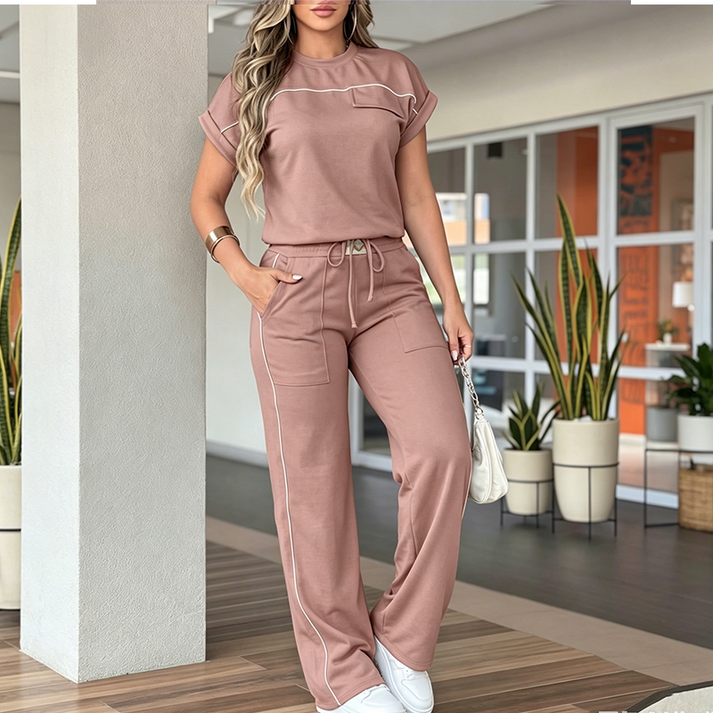 🔥LIMITED TIME 50% OFF!🔥Women's Casual Short Sleeve Top & Wide Leg Pants Set