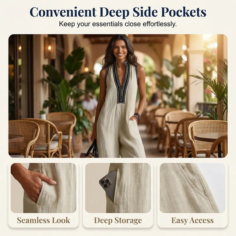 🔥Hot Sale 49% OFF 🎁Women's Sleeveless V-Neck Wide-Leg Jumpsuit