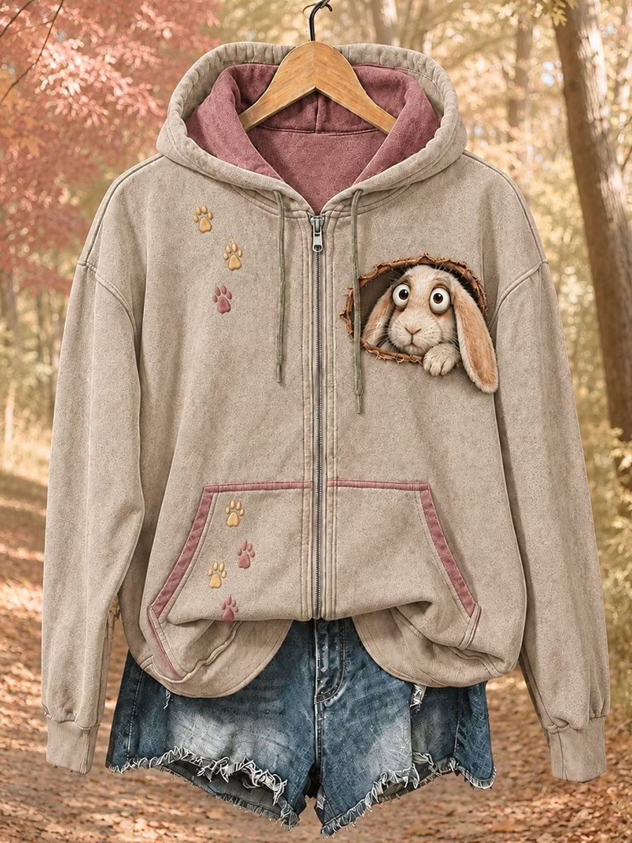 Women's Vintage Animal Print Hoodie