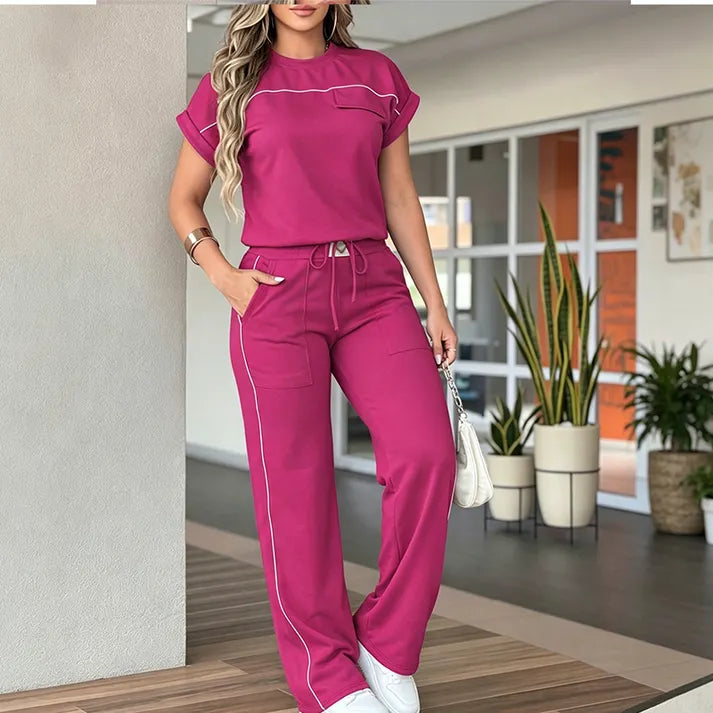🔥LIMITED TIME 50% OFF!🔥Women's Casual Short Sleeve Top & Wide Leg Pants Set