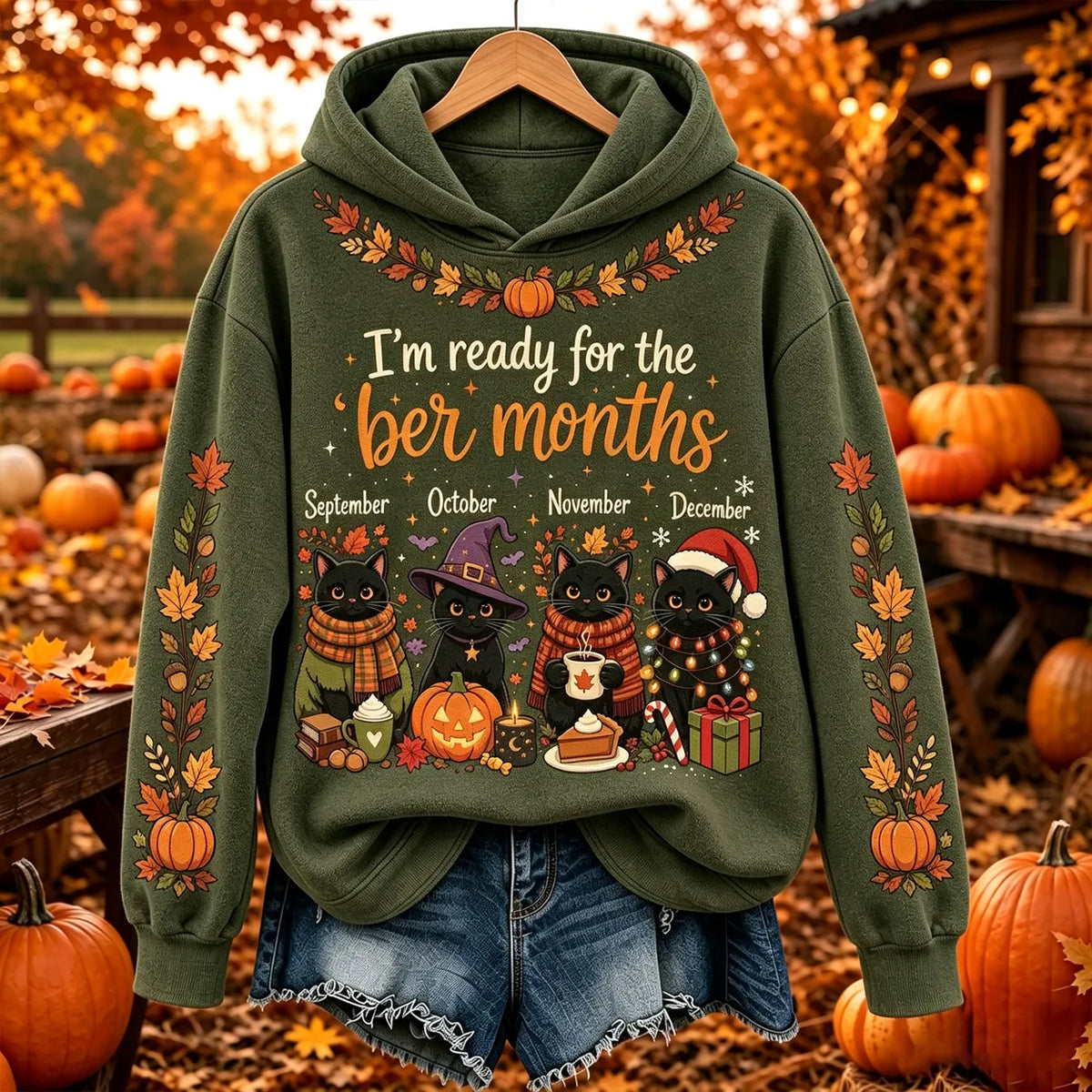Women's I'm Ready For The 'ber Months Print Casual Hoodie