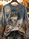 Women's Autumn Animal Print Crew Neck Long-Sleeve T-Shirt