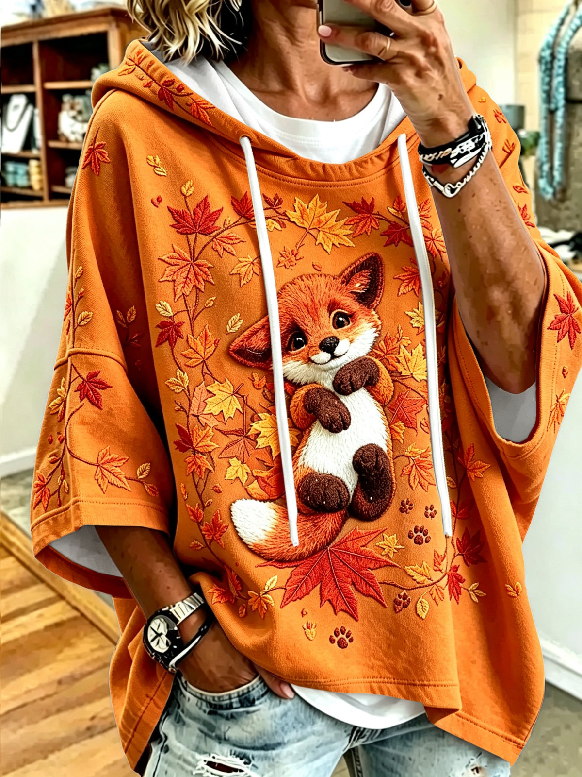 Women's Autumn Printed Hooded Sweatshirt