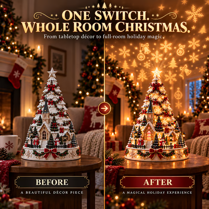 💯 Last day 49% OFF - 🎄Christmas Village Projection Centerpiece