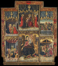 Virgin and Child Enthroned with Scenes from the Life of the Virgin by Morata Master - Tempera canvas print